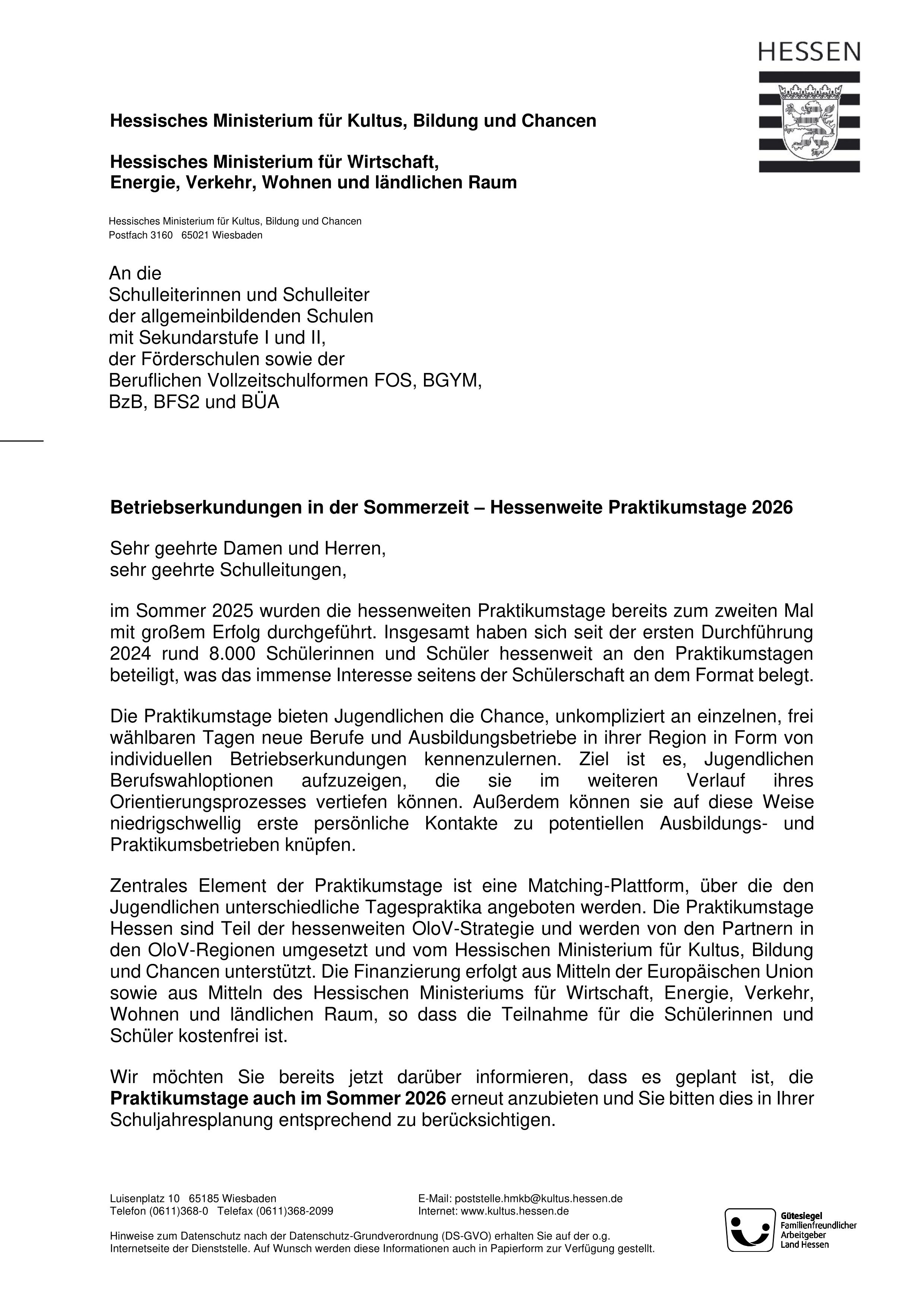 Betriebserkundungen in der Sommerzeit – Hessenweite Praktikumstage 2026 S. 2